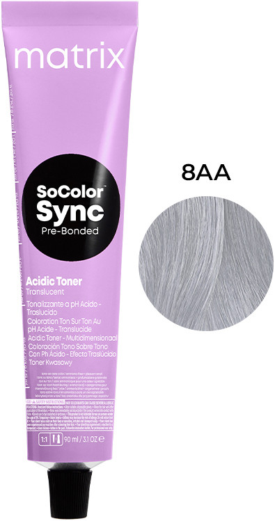 Тонер на кислотной основе для волос оттенок 8AA, стальной SoColor Sync Pre-Bonded MATRIX, 90 мл