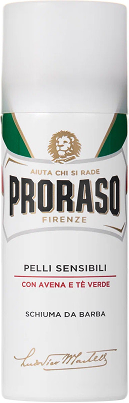 Пена для бритья для чувствительной кожи с экстрактом зеленого чая Proraso, 50 мл
