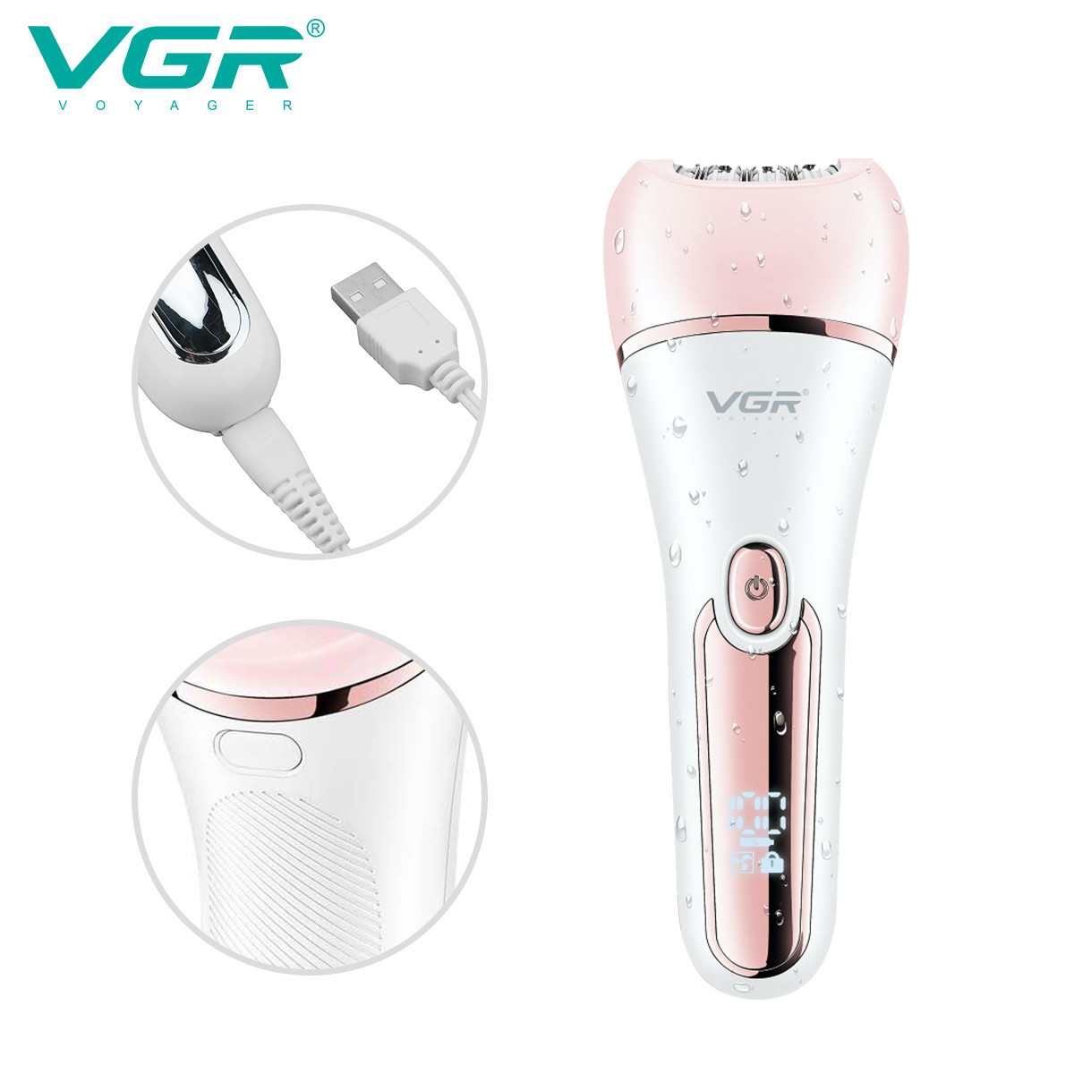 Эпилятор 6 в 1 (12 насадок) IPX7 PINK V-733 VGR на beauty-prof.com Эпилятор 6 в 1 (12 насадок) IPX7 PINK V-733 VGR