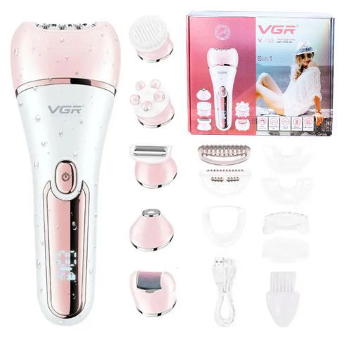 Эпилятор 6 в 1 (12 насадок) IPX7 PINK V-733 VGR на beauty-prof.com Фото 2 Эпилятор 6 в 1 (12 насадок) IPX7 PINK V-733 VGR Фото 2