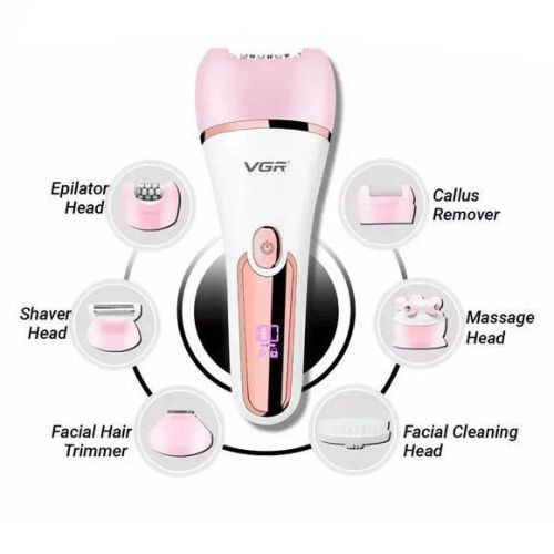 Эпилятор 6 в 1 (12 насадок) IPX7 PINK V-733 VGR на beauty-prof.com Фото 4 Эпилятор 6 в 1 (12 насадок) IPX7 PINK V-733 VGR Фото 4