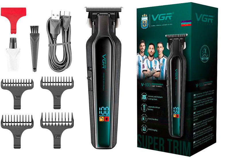 Триммер для стрижки (4 насадки) GREEN V-930 VGR  Фото 2 