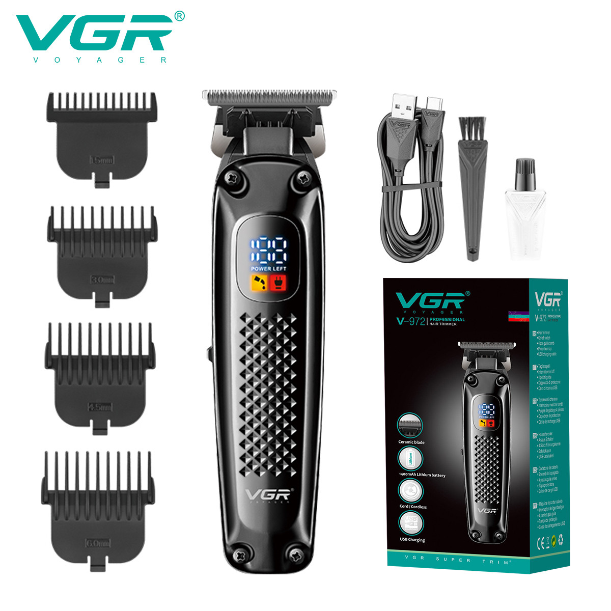 Тример для стрижки (4 насадки) V-972 VGR