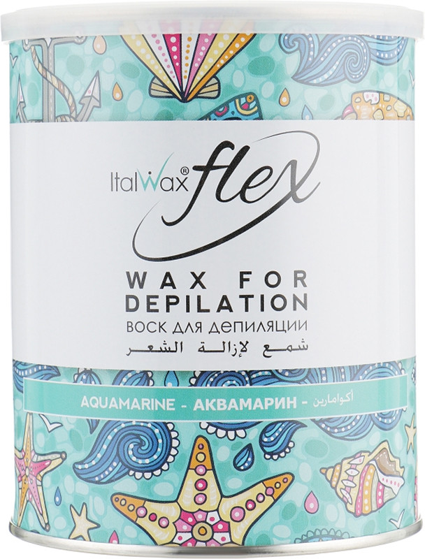 Воск для депиляции в банке Аквамарин FLEX ItalWax, 800 мл