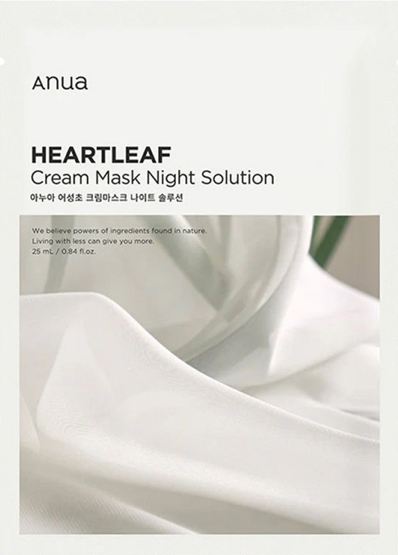 Маска тканевая укрепляющая для лица Heartleaf Cream Sheet Mask Night Solution Mask ANUA, 25 мл