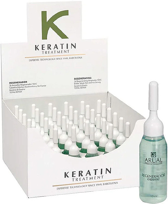 Ампули відновлювальні для ослабленого та пошкодженого волосся Keratin Regenerating Arual, 36х10 мл 