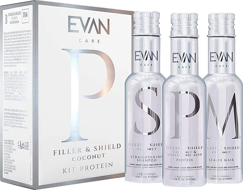 Мини-набор 3 Шага Протеин Filler & Shield Coconut & Hyaluronic Acid Evan Care, 3x100 мл