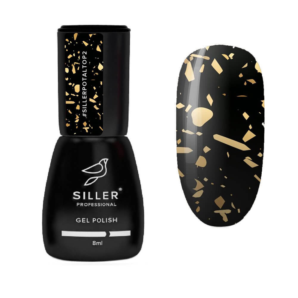 Топ для гель-лака с поталлью Top Siller Potal №02, 8 мл
