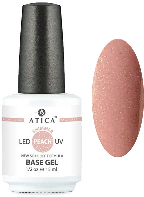 База камуфлююча з шимером Base Gel Peach Shimmer Atica, 15 мл