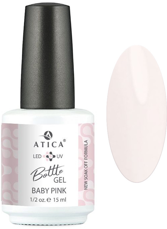 Жидкий укрепляющий гель Bottle Gel №02 Milk-White Soak-Off Atica, 15 мл