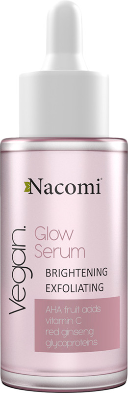 Glow Serum – Освітлююча та відлущувальна сироватка з AHA-кислотами  та женьшенем 40 мл Nacomi