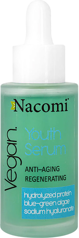 Антивікова та відновлююча сироватка Youth Serum з гідролізованим білком і водоростями 40 мл Nacomi