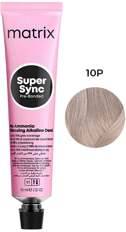 Краска для волос тонер на лужной основе без амиака SUPER SYNC Pre-Bonded 10P, 90мл Matrix