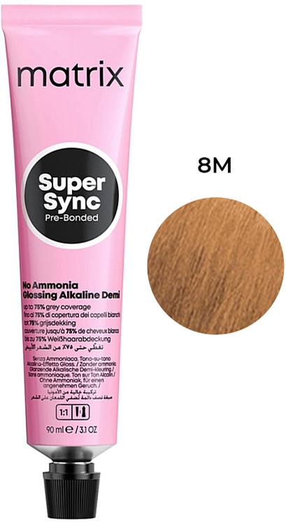 Краска для волос тонер на лужной основе без амиака SUPER SYNC Pre-Bonded 8M 90мл Matrix