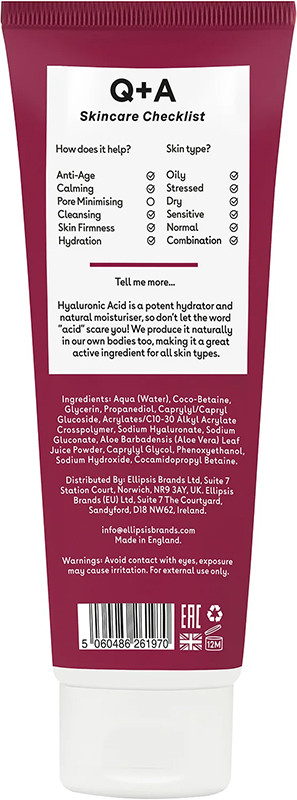Гель для умывания с гиалуроновой кислотой Hyaluronic Acid Cleansing Gel Q+A, 125 мл на beauty-prof.com Фото 2 Гель для умывания с гиалуроновой кислотой Hyaluronic Acid Cleansing Gel Q+A, 125 мл Фото 2