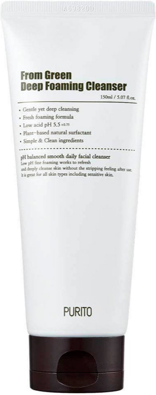 Пінка для вмивання з центеллою і зеленим чаєм Purito From Green Deep Foaming Cleanser, 150 мл