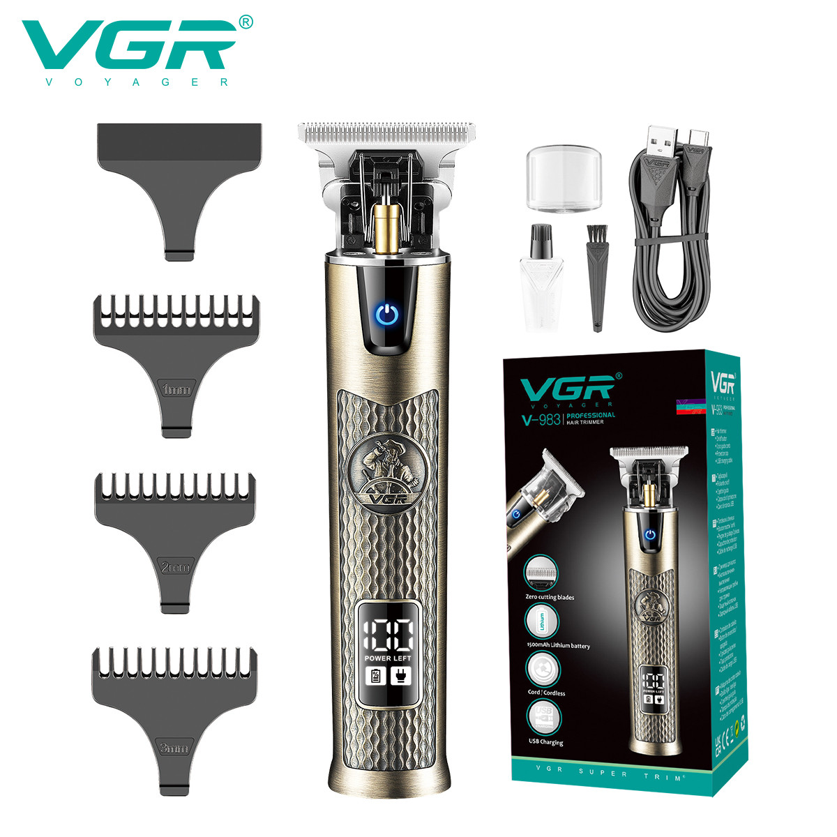 Тример для стрижки (3 насадки) V-983 VGR  Фото 2 
