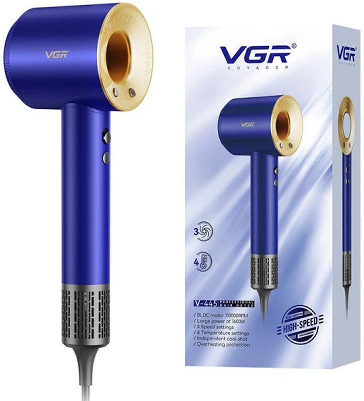 Фен професійний Blue V-445 VGR 1600 Вт на beauty-prof.com Фен професійний Blue V-445 VGR 1600 Вт