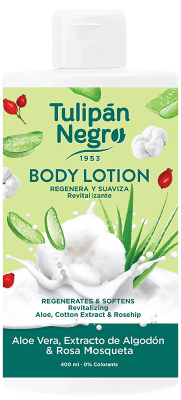 Лосьон для тела Алоэ Вера, Хлопок и Шиповник TULIPAN NEGRO, 400 мл