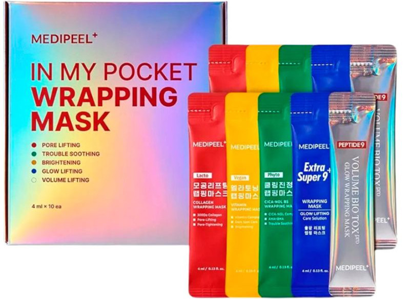 Набор миниатюр масок-пленок для лица In My Pocket Wrapping Mask Medi-Peel, 10х4 мл