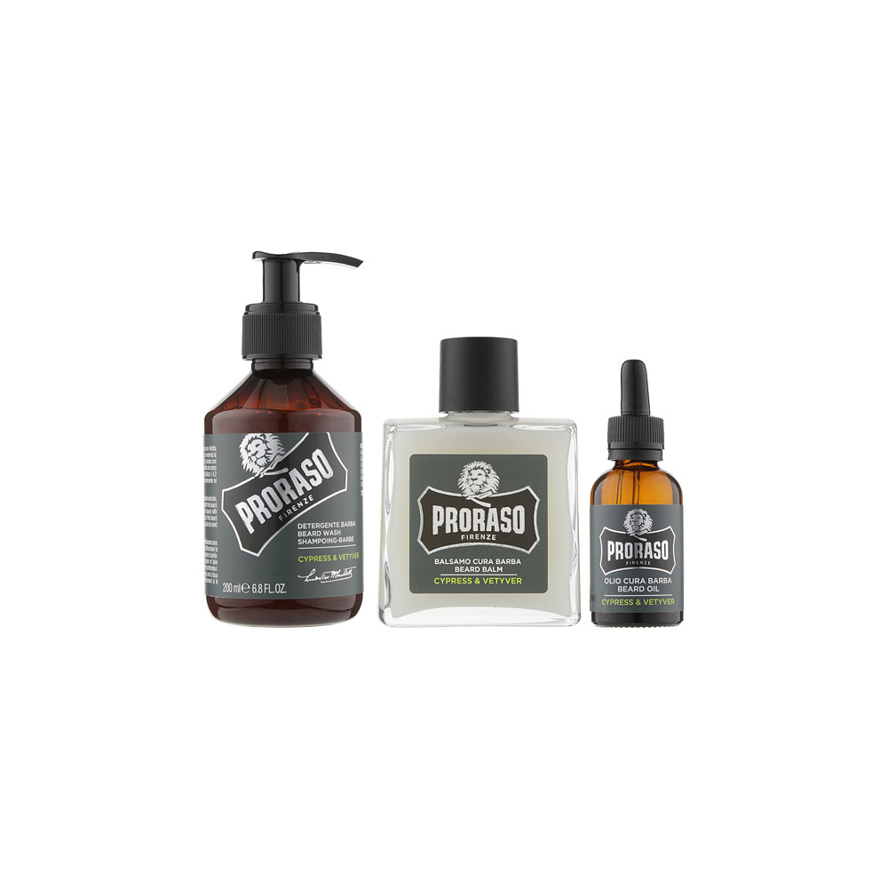 Набор для бороды Cypress & Vetyver Proraso, 200х30х100 мл  Фото 3 