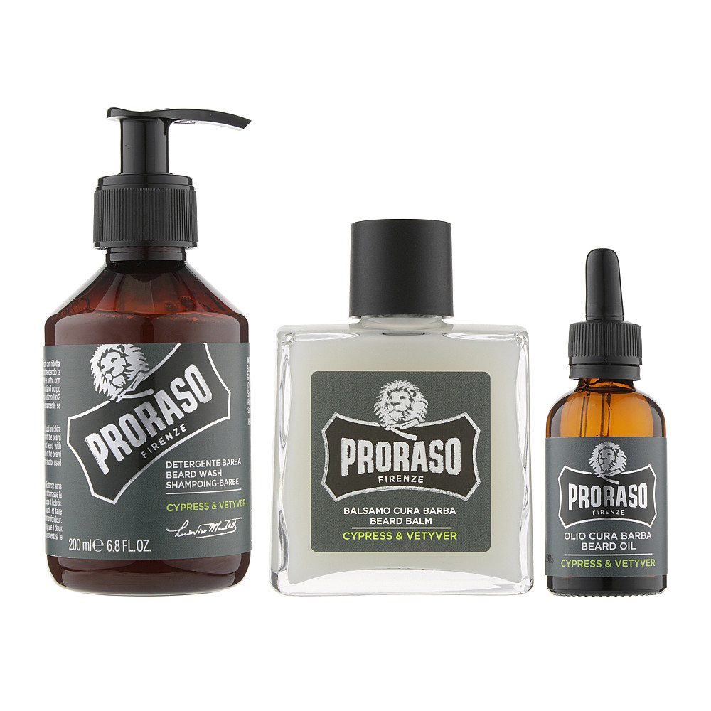 Набор для бороды Cypress & Vetyver Proraso, 200х30х100 мл  Фото 4 
