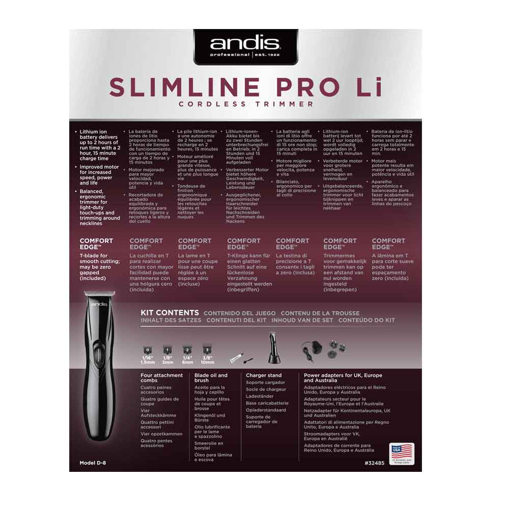 Тример для стрижки D8 Slimline Pro Li Black Andis  Фото 6 