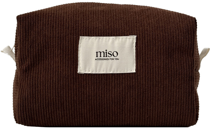 Косметичка квадрат вельвет темно-коричневий MIDDLE Miso