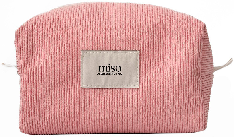 Косметичка квадрат вельвет розового цвета MIDDLE Miso
