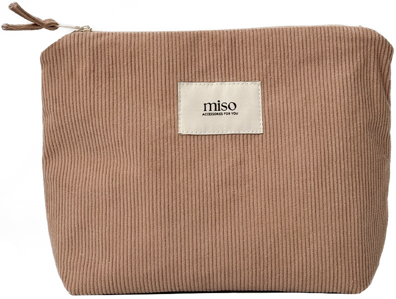 Косметичка треугольник вельвет коричневого цвета MIDDLE Miso
