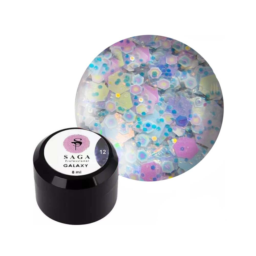 SAGA professional Galaxy glitter для нігтів 8 ml 12
