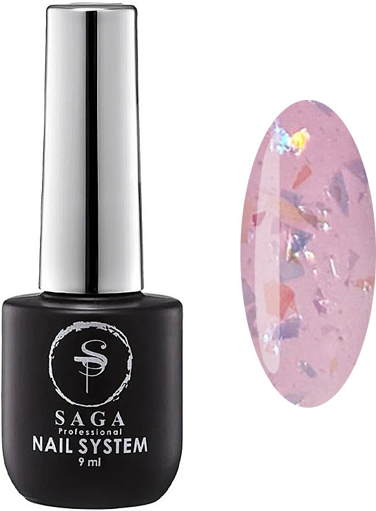 База для гель-лака Agate Base 04 камуфлирующая (со слюдой) Saga Professional, 9 мл