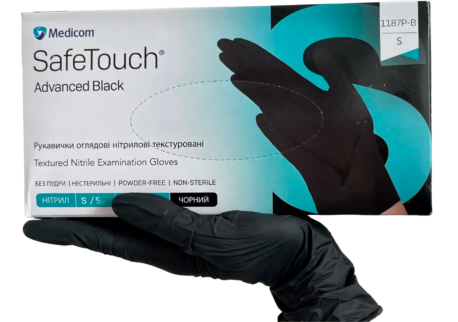 Рукавички оглядові чорні нітрилові 100 шт, S, 6,5 гр, SafeTouch Advanced на beauty-prof.com Фото 2 Рукавички оглядові чорні нітрилові 100 шт, S, 6,5 гр, SafeTouch Advanced Фото 2