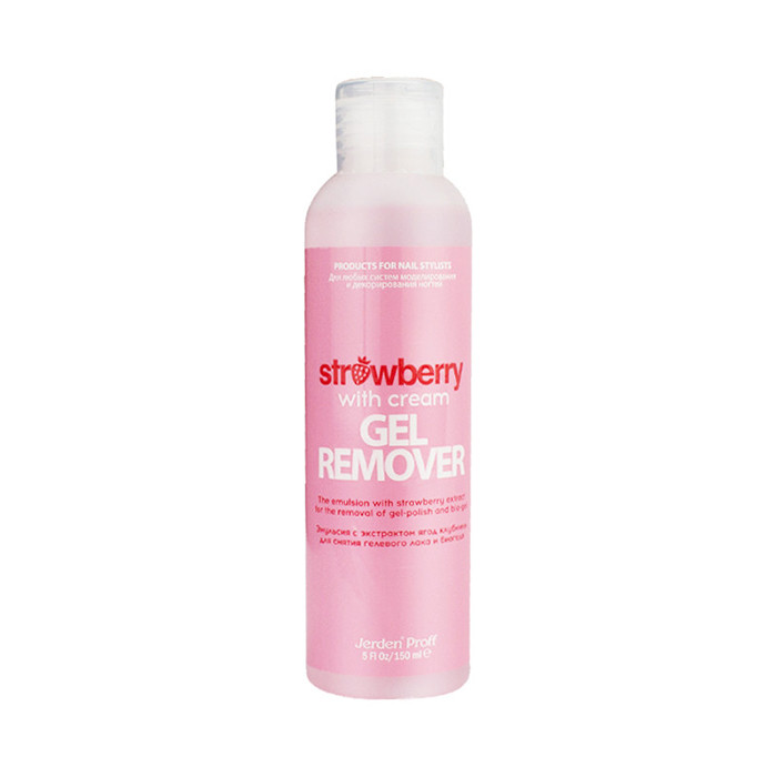 Средство для снятия гел. лака Клубника со сливками 150 мл (Gel Remover) JERDEN