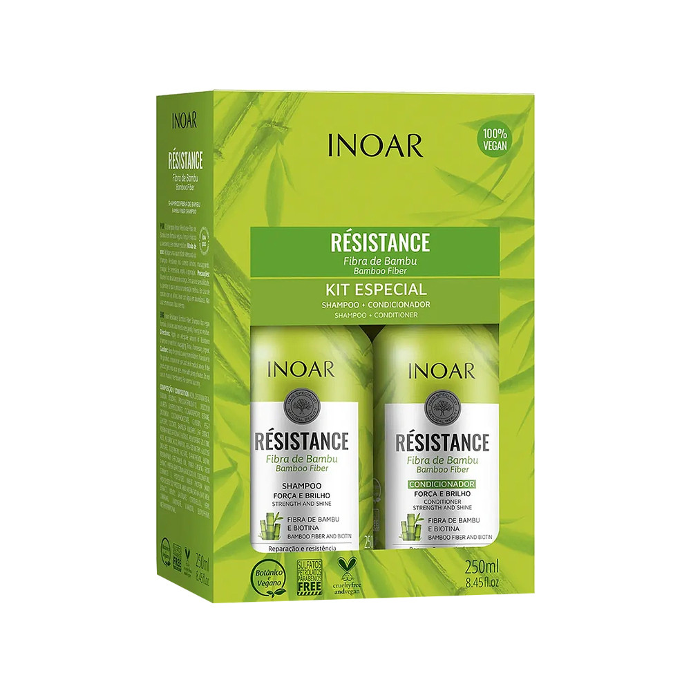 Набор шампунь и кондиционер для пористых волос Kit duo Resistance Fibra de Bambo INOAR, 2х250 мл на beauty-prof.com Фото 2 Набор шампунь и кондиционер для пористых волос Kit duo Resistance Fibra de Bambo INOAR, 2х250 мл Фото 2