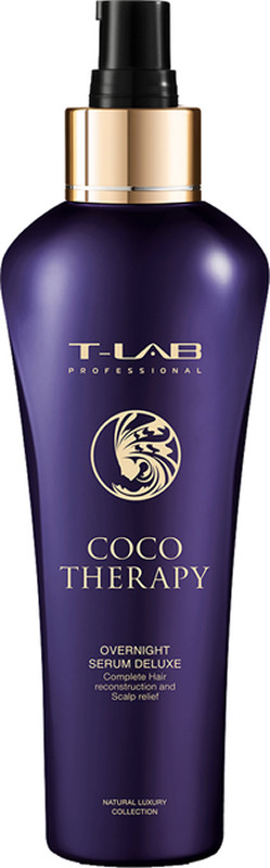 Сыворотка для реконструкции и омоложения волос Coco Therapy Overnight Serum Deluxe T-LAB Professional, 150 мл