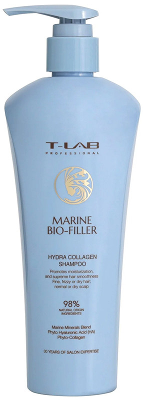Шампунь увлажняющий с гидролизованным коллагеном Marine Bio-Filler T-LAB Professional, 300 мл