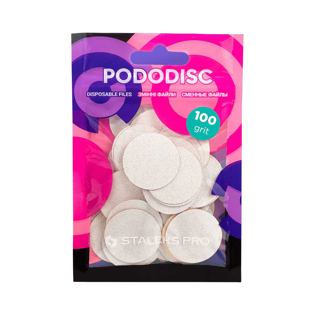 Змінні файли білі для педикюрного диску L 100 грит Pododisc Staleks Pro, 50 шт