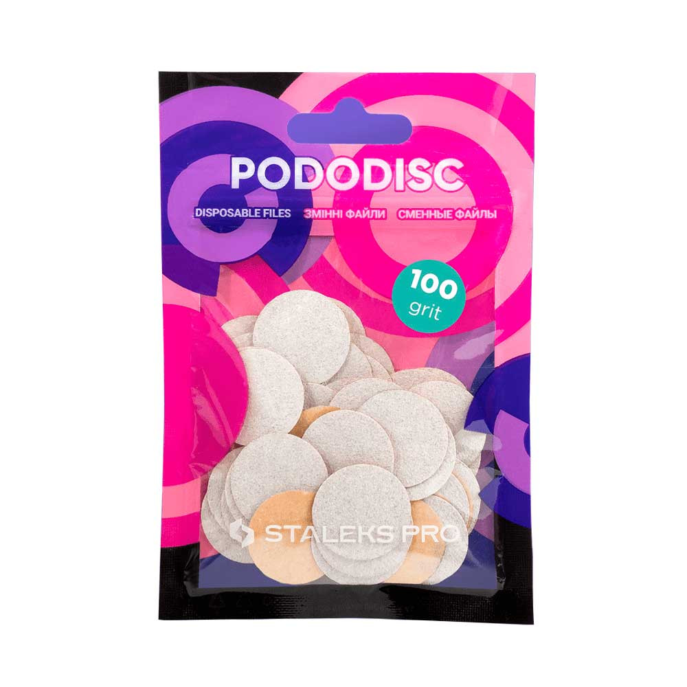 Сменные файлы белые для педикюрного диска M 100 грит Pododisc Staleks Pro, 50 шт