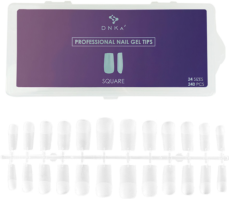 Гелевые типсы для наращивания Nail Gel Tips Square DNKa, 240 шт