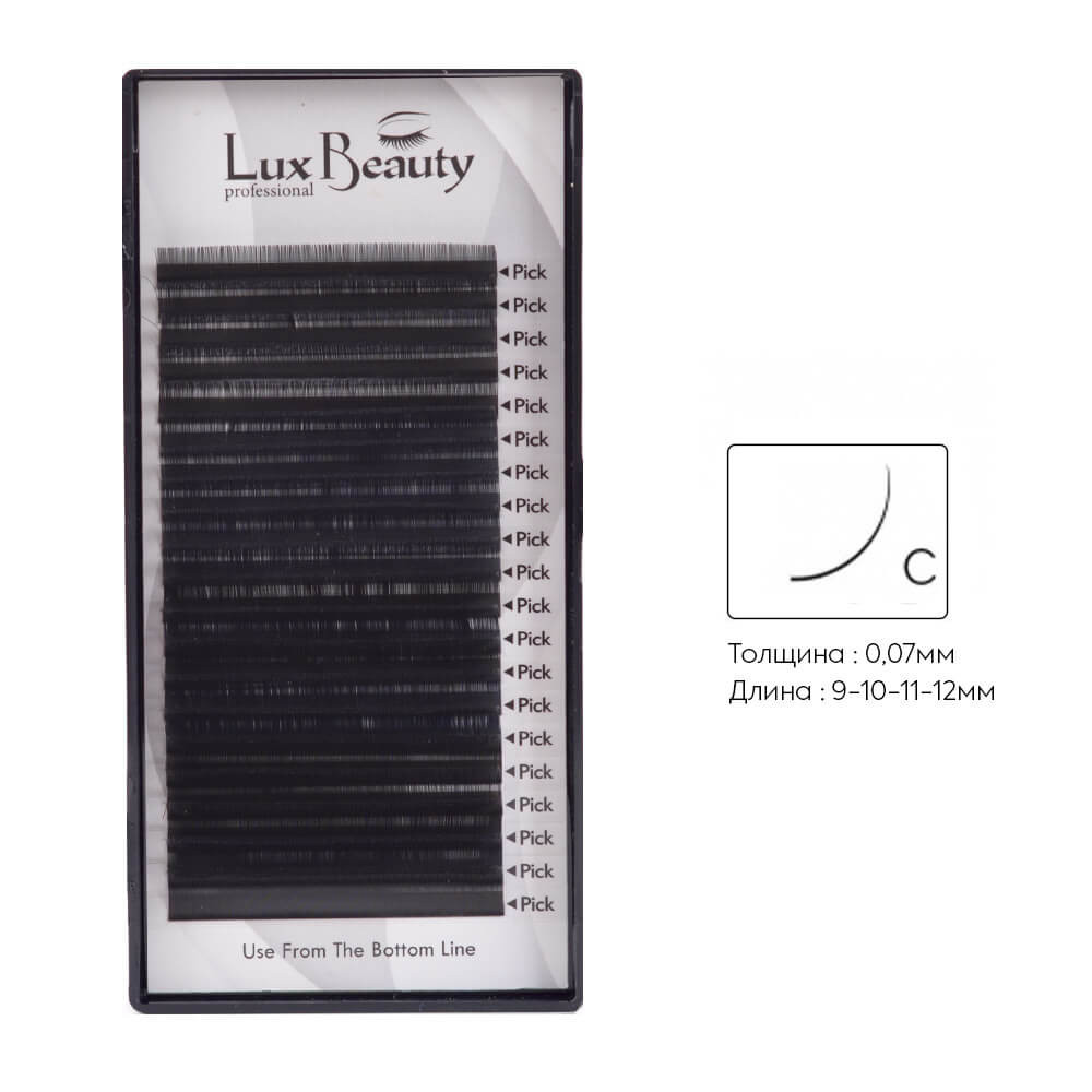 Ресницы изгиб С 0.07 (20 рядов: 9-10-11-12 мм) Lux Beauty