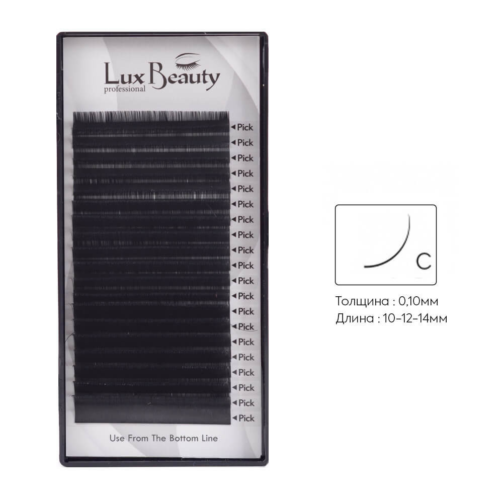 Вії вигин С-0.10 (20 рядів: 10-12-14 мм) Lux Beauty