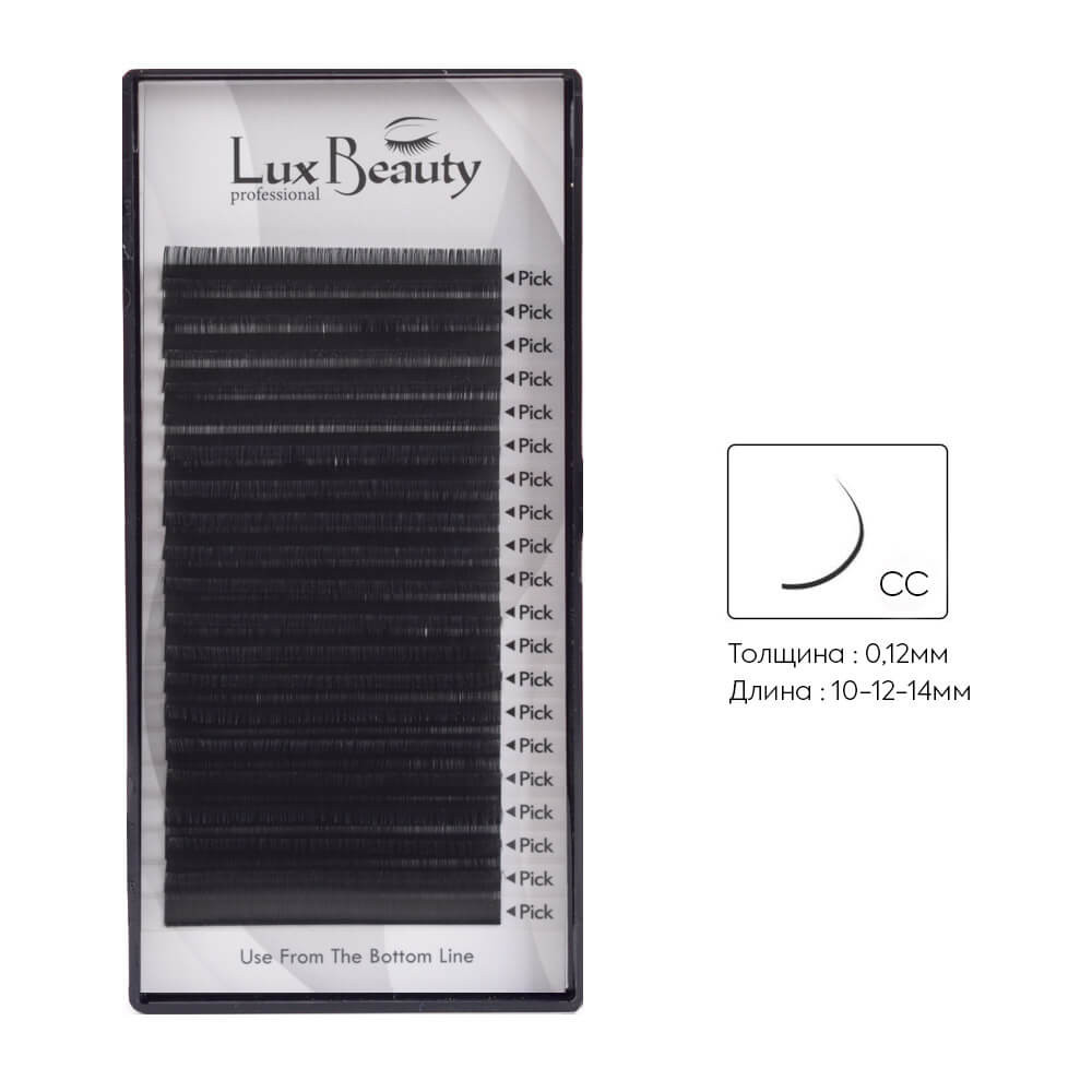 Вії вигин CC-0.12 (20 рядів: 10-12-14 мм) Lux Beauty