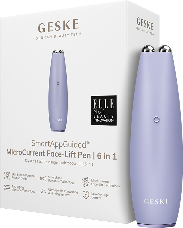 Мікрострумова ручка для підтяжки обличчя GESKE MicroCurrent Face-Lift Pen 6 в 1 фіолетовий 