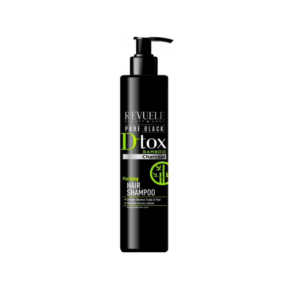Шампунь очищающий для волос с бамбуковым углем PURE BLACK DETOX, 335 мл Revuele