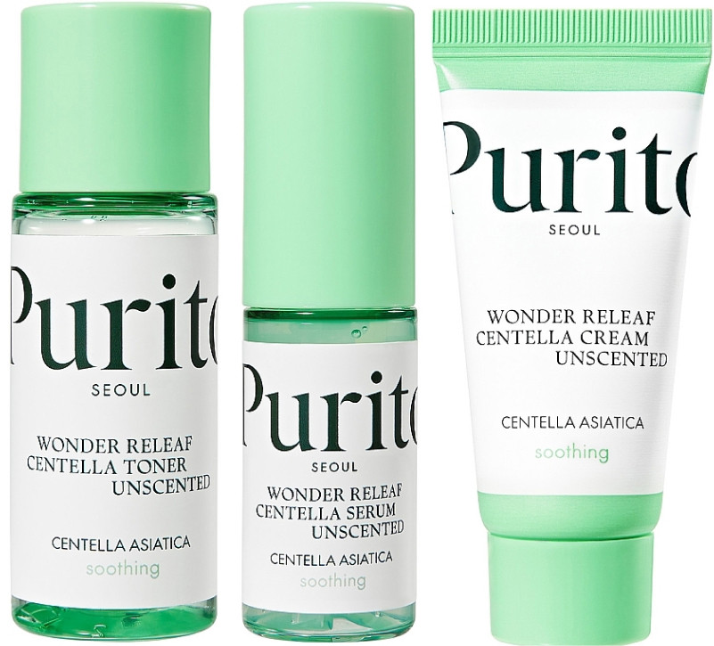 Набір мініатюр засобів з центеллою без олій Purito Seoul Wonder Releaf Centella Mini Kit Unscented 