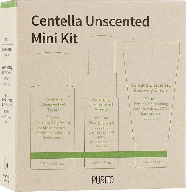 Набір мініатюр засобів з центеллою без олій Purito Seoul Wonder Releaf Centella Mini Kit Unscented  Фото 3 