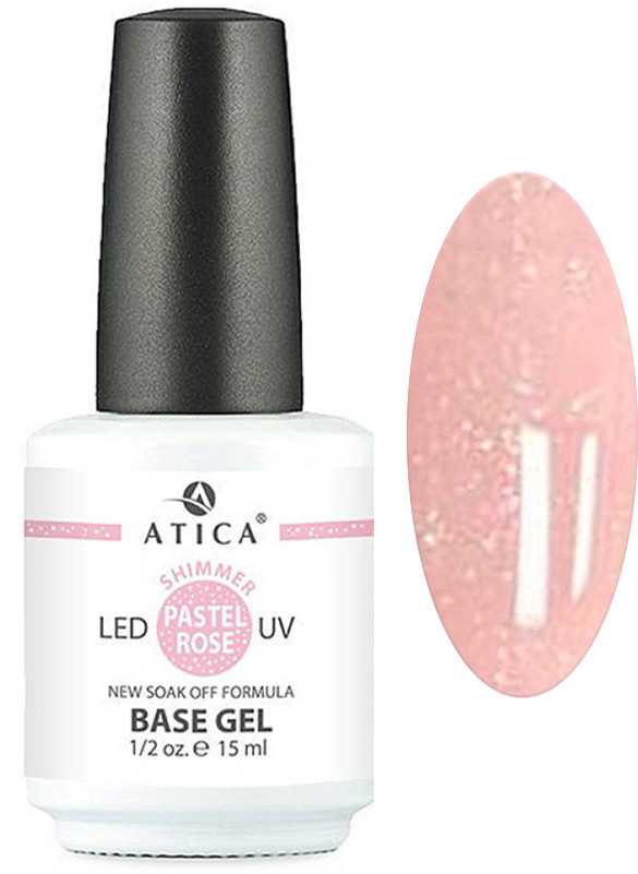 База камуфлирующая каучуковая Base Gel Pastel Rose Soak-Off Atica 15 мл