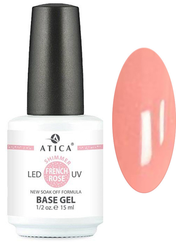 База камуфлююча каучукова Base Gel French Rose Fiber Soak-Off Atica, 15 мл