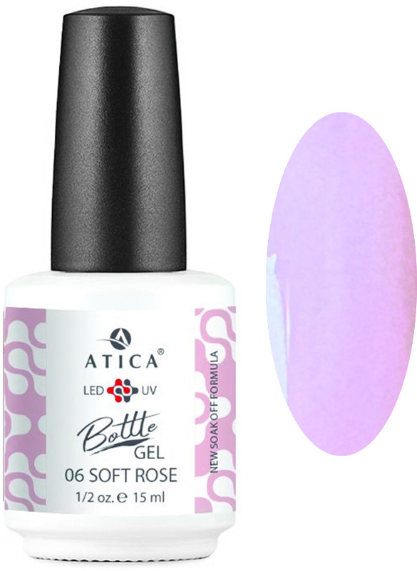 Жидкий гель укрепляющий Bottle Gel 06 Soft Rose Atica, 15 мл
